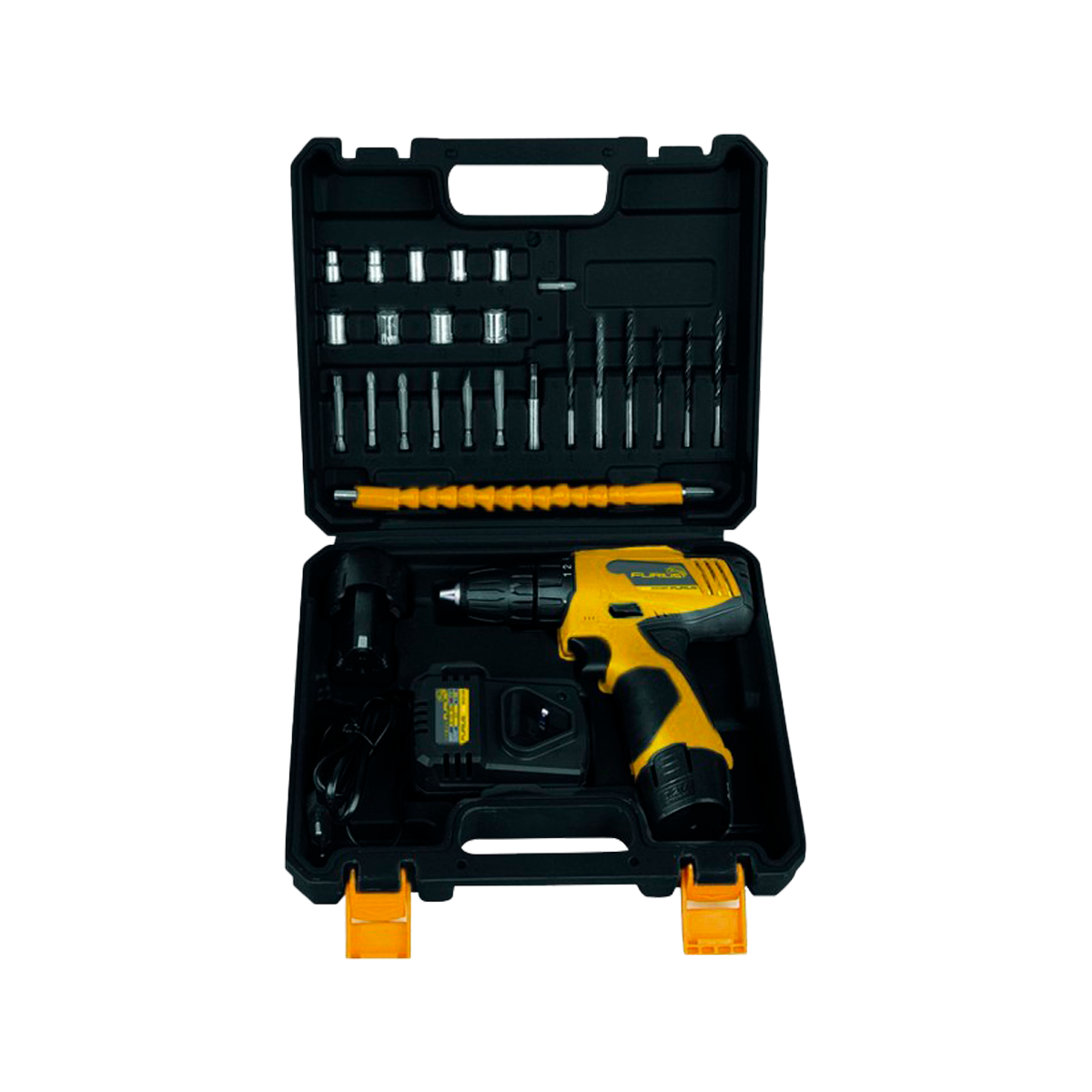 TALADRO FURIUS INALAMBRICO 12V ROTACION FIRE12+ ACCESORIOS  Furius Ferro Eléctricos la Ganga